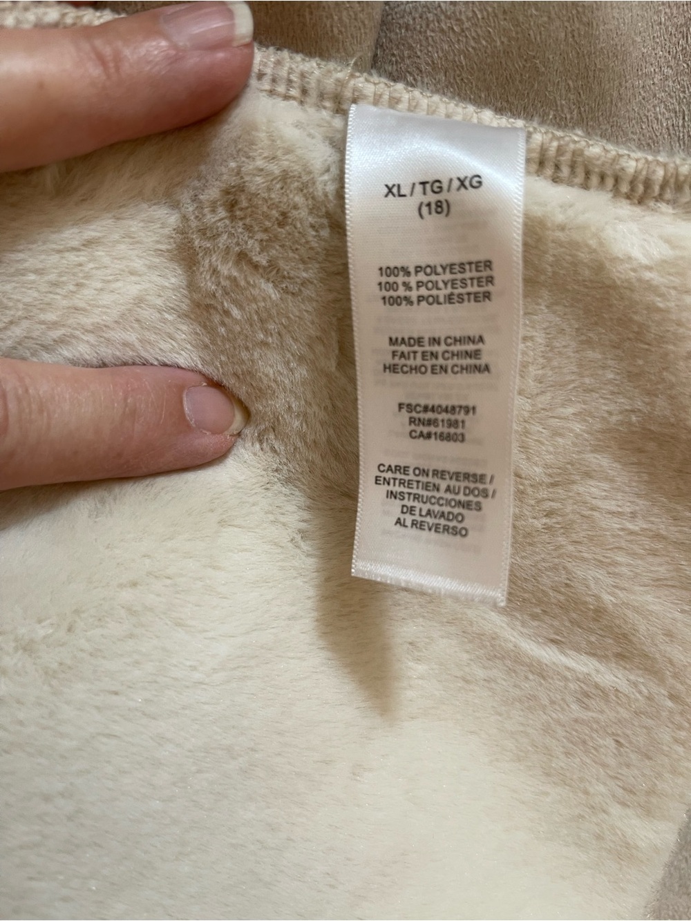 Faux Suede Coat with Faux Fur Trim Avon Signature Collection XL Super Soft - Picture 9 of 10